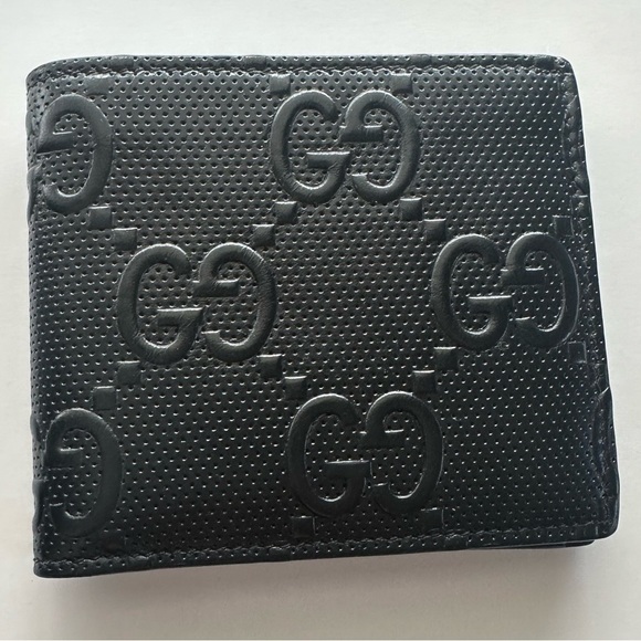 Gucci Other - GUCCI 🖤 GG Monogram 🖤 Men’s Black Leather Bifold Wallet